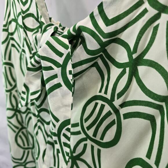 Anthropologie Top Womens Small Green White Tank Smocked Tie Knot Maeve Verena - Picture 10 of 11